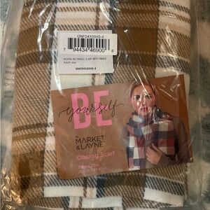 NIP Market & Lane Brown Plaid Oblong Scarf